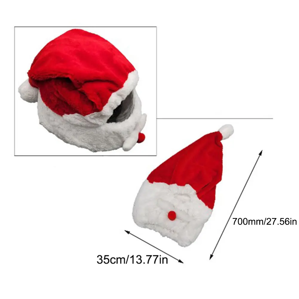 Christmas Helmet Cover Elastic Motorcycle Santa Claus Funny Cover Plush Santa Claus Christmas Hat Motorcycle Accessoories