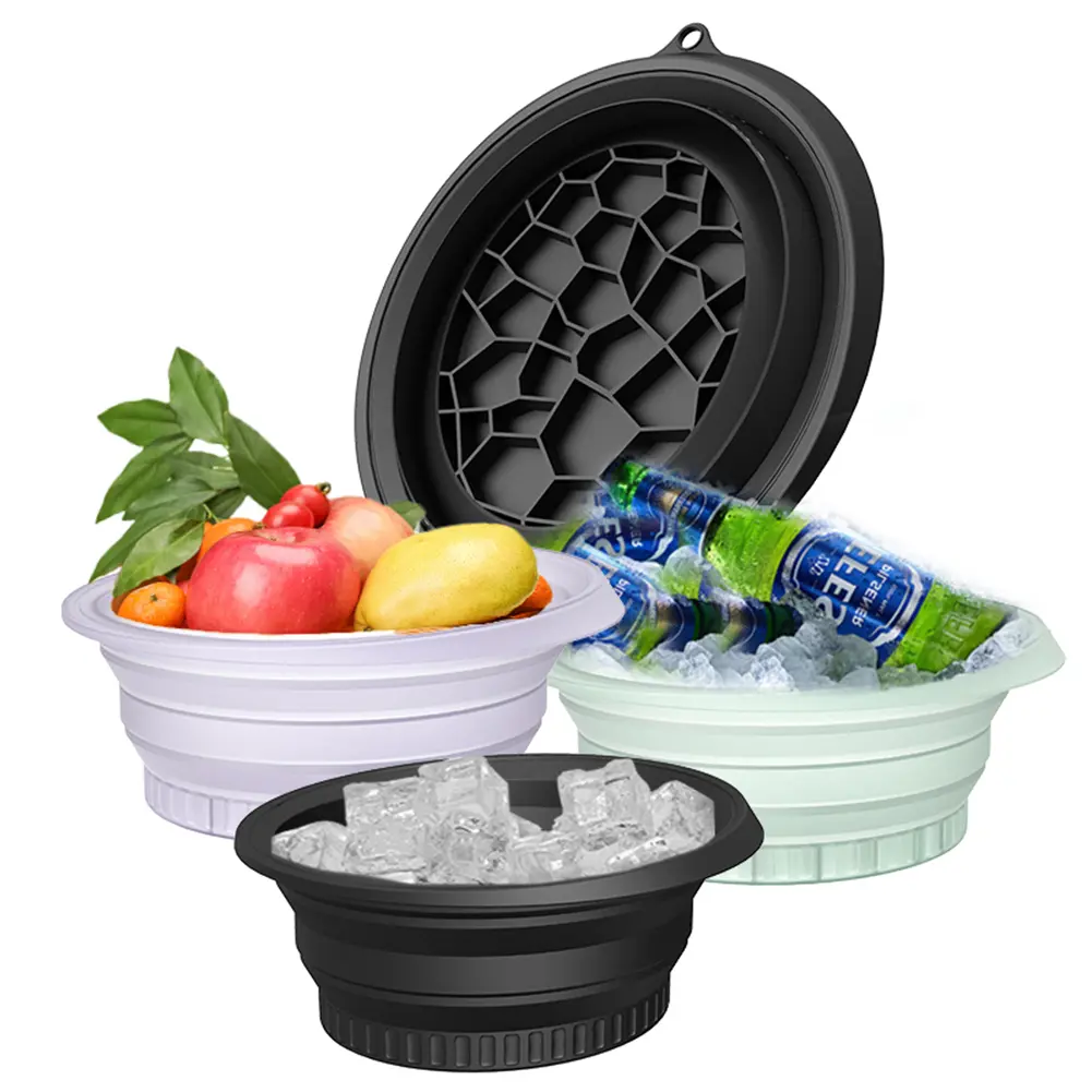 Silicone Ice Facial Folding Washbasin with Icetray Collapsible Ice Water Face Cold Plunge Face Icebath at Home