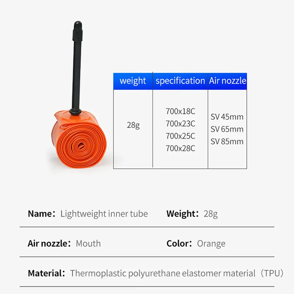 Road Bicycle TPU Tire Mini Portable Road Bike Inner Tube 700C 45/65/85mm Length Valve Lightweight Super Light Tube