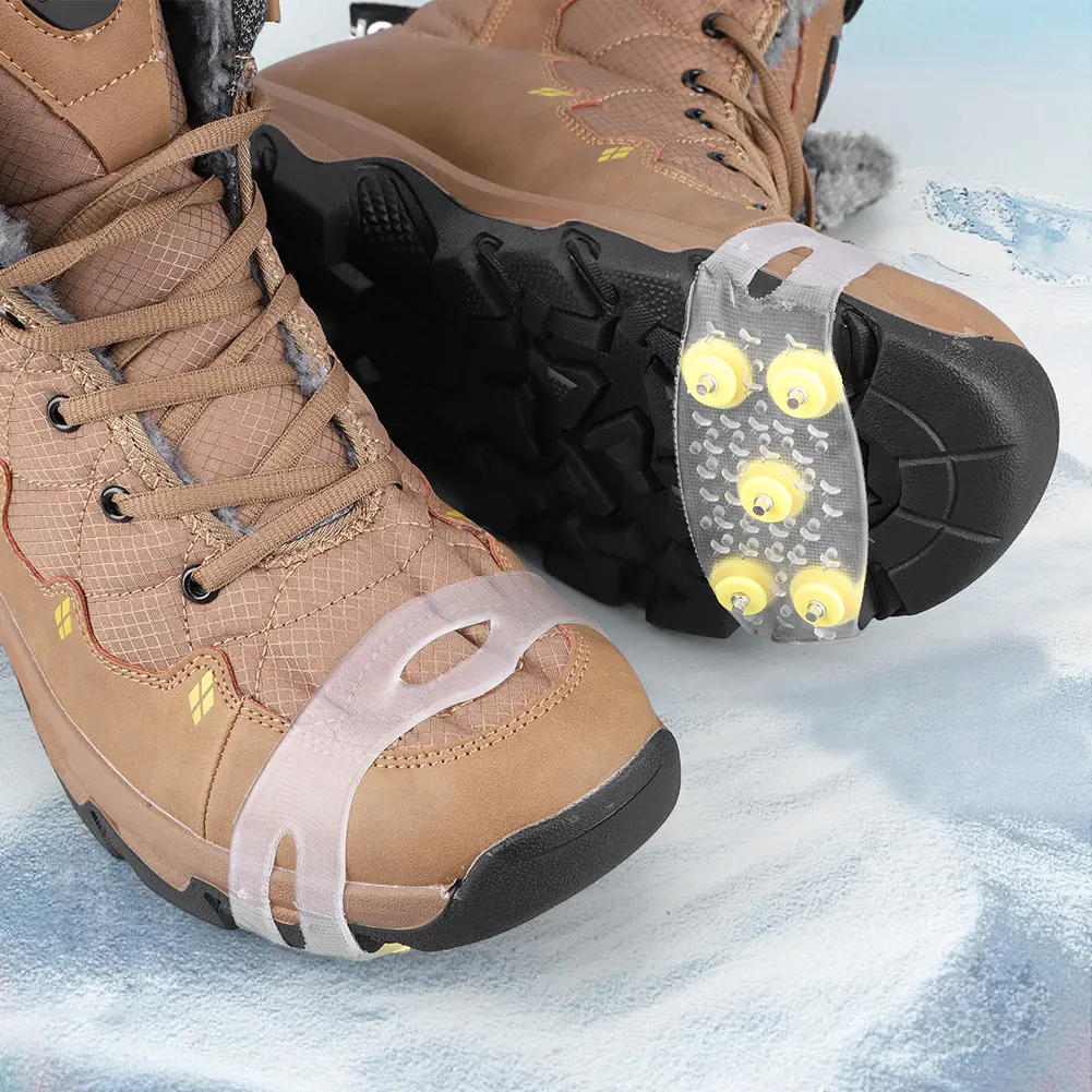 5-Stud Snow Gripper Anti Slip Mountaineering Cleats Unisex Snow Claw Shoe Covers Walking Hiking Accessories