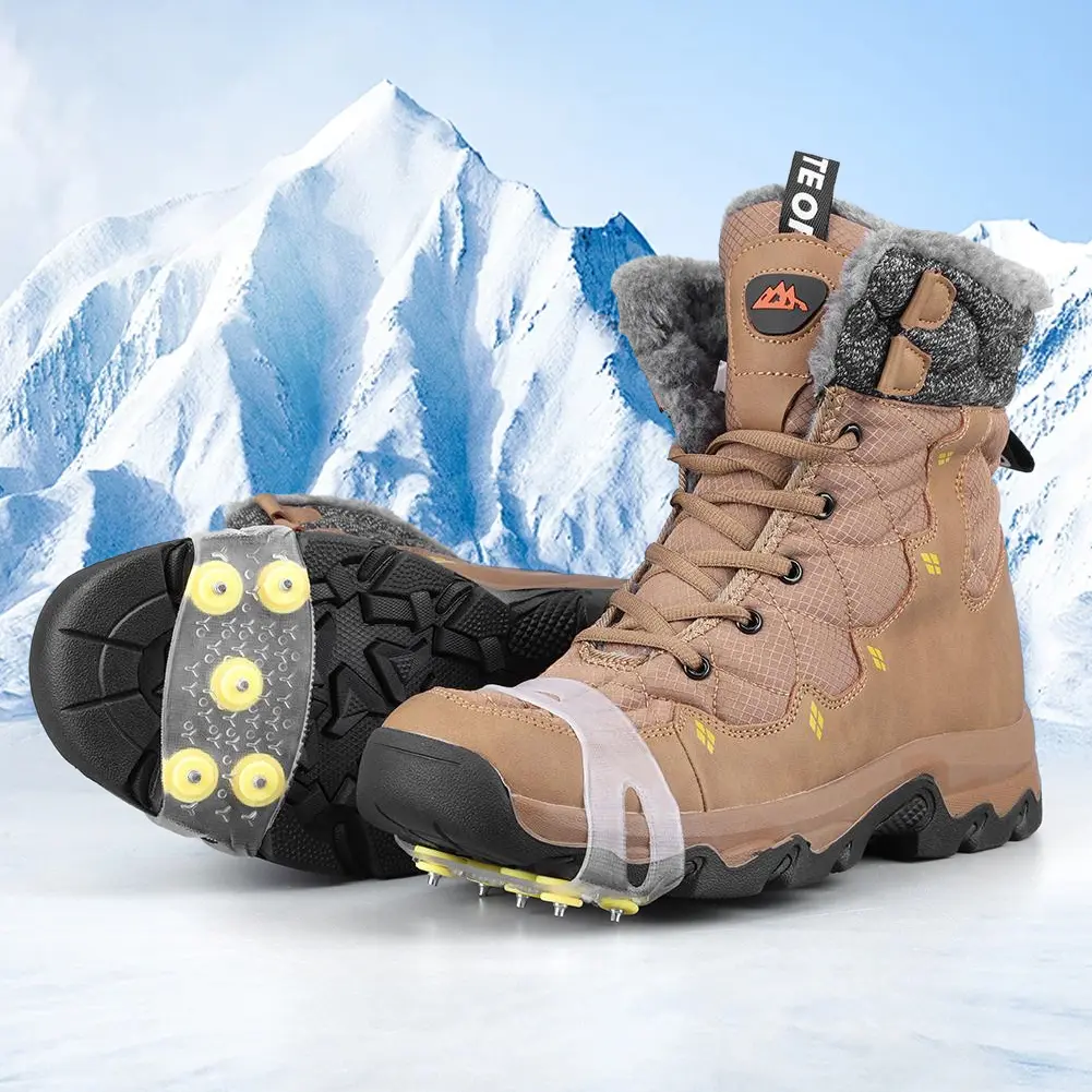 5-Stud Snow Gripper Anti Slip Mountaineering Cleats Unisex Snow Claw Shoe Covers Walking Hiking Accessories