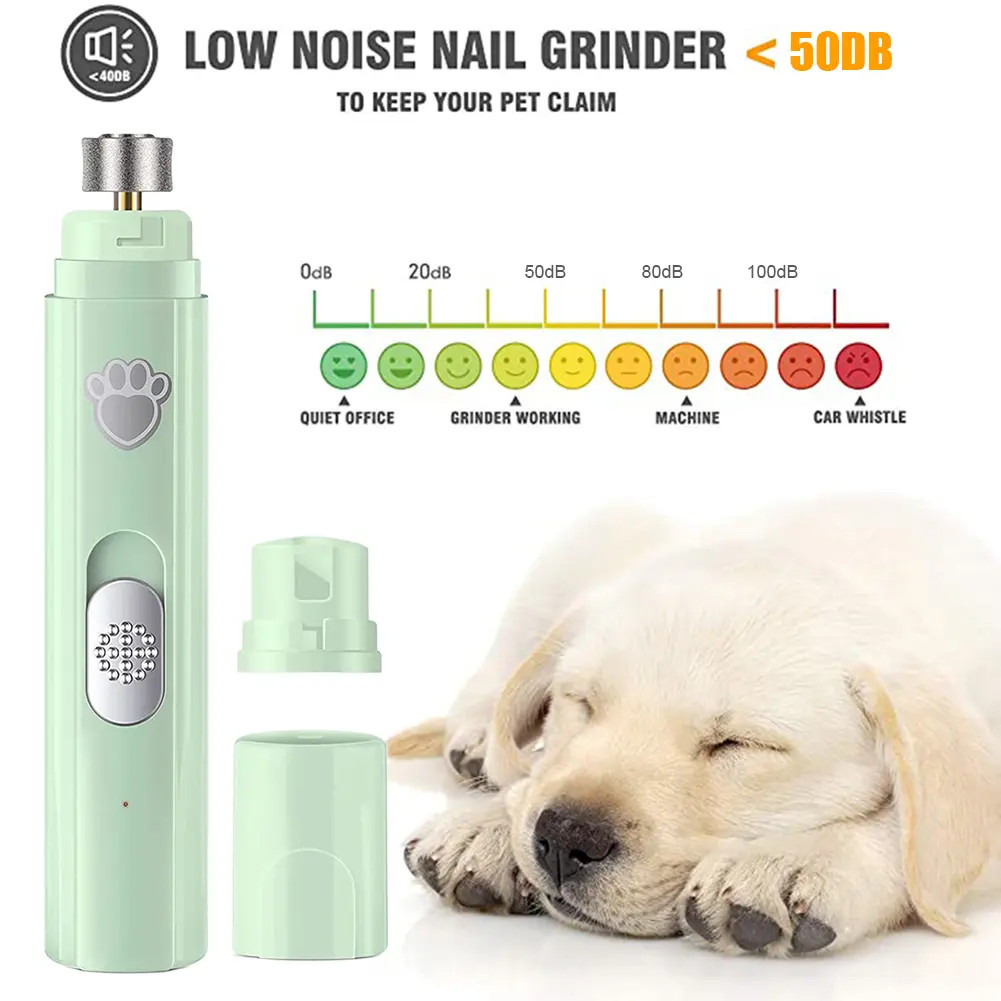 Electric Dog Nail Grinder Painless LED Light Pet Nail Grinder with Polisher Wheel 2-Speed Paws Nail Cutter for Pet Paws Grooming