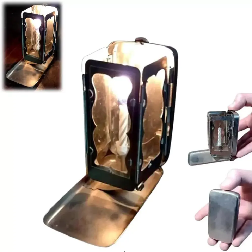 Folding Pocket Candle Lantern Vintage Small Pocket Candle Lantern Decorative Small Candle Holder for Camping Hiking