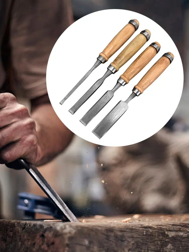 4 Pieces Woodworking Carving Chisel Hand Chisel Tool Set Wood Carving Knife Set for DIY Beginner Hobbyists Carving Chisel