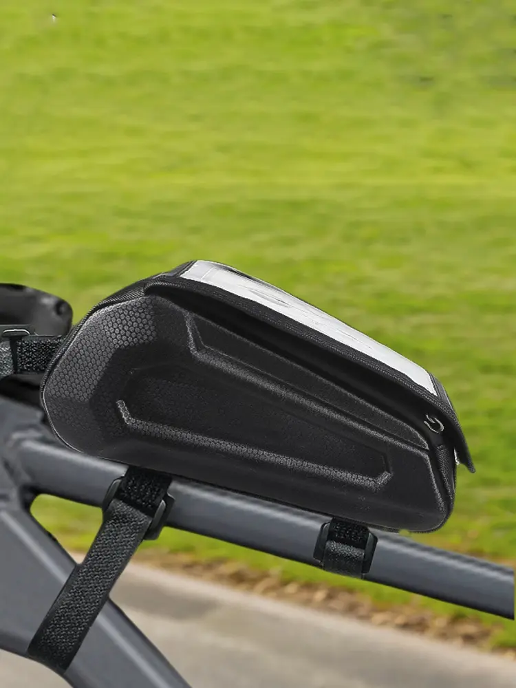 Bike Front Frame Bag Bicycle Top Tube Bag Touch-Screen Hard Shell Bike Tube Bag Double Zipper Cycling Pouch Cycling Accessories