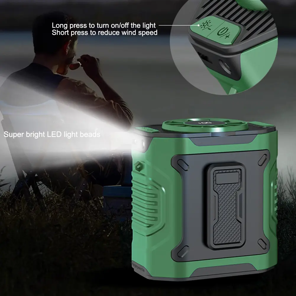 Portable Waist Fan USB Rechargeable Clip on Wearable Belt Shirt Body Fan 3600mAh Personal Fan with Flashlight Cooling Belt Fan