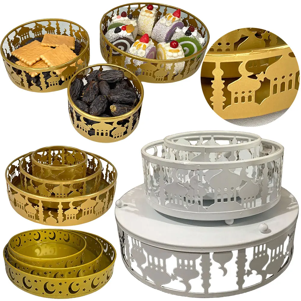 3 Pcs Ramadan Trays Dessert Serving Tray Islam Eid Mubarak Trays Ramadan Home Decoration Party Supplies for Dessert Snack Pastry