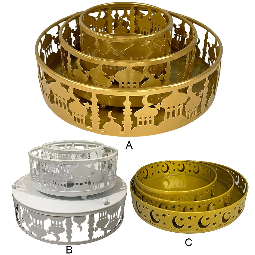 3 Pcs Ramadan Trays Dessert Serving Tray Islam Eid Mubarak Trays Ramadan Home Decoration Party Supplies for Dessert Snack Pastry