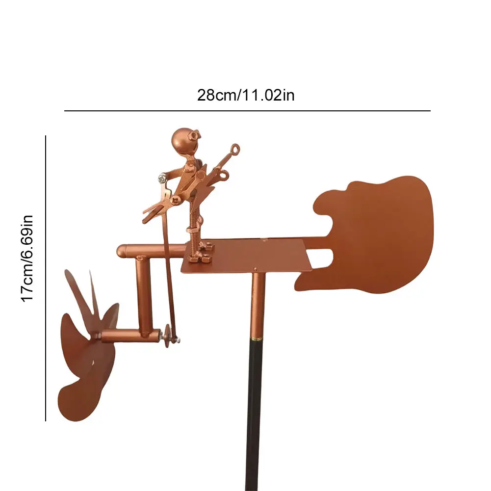 Metal Wind Spinner Handmade Guitar Windmill Metal Guitar Windmill Statue for Garden Yard Patio Lawn Porch Backyard