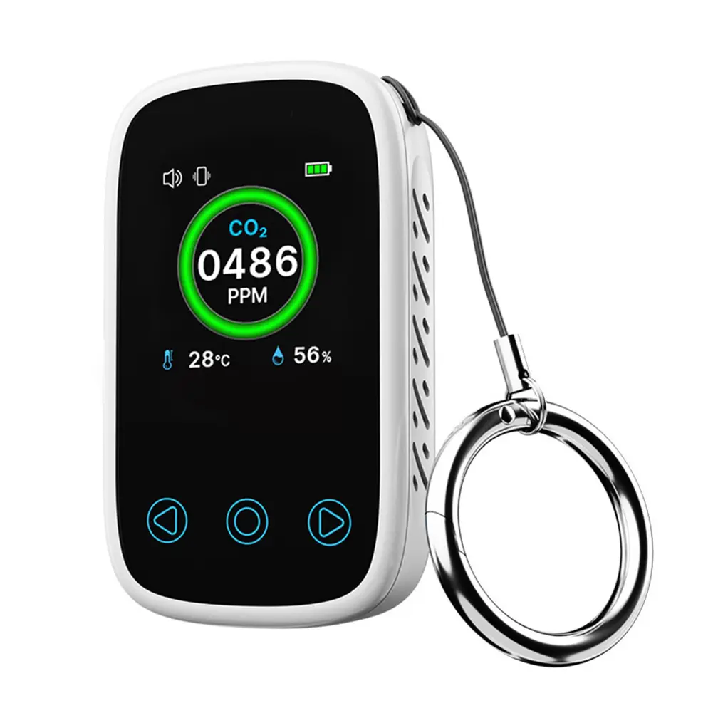 Portable 3 in 1 Digital CO2 Detector with Alarm Mini Temperature and Humidity Meter for Home and Travel