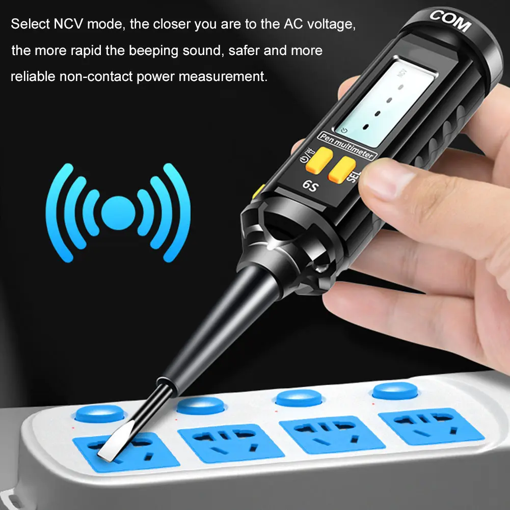 Pen Type Digital Multimeter with Backlit Display Non Contact Voltage Detection AC DC Ohm Capacitance Tester