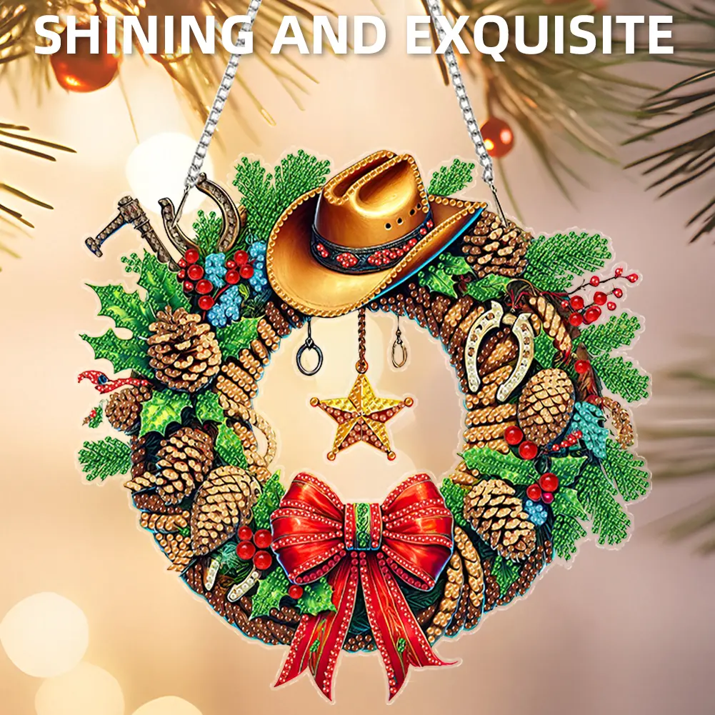 Xmas Theme 2D/Flat DIY Special Shape Rhinestone Diamond Art Window Pendants Diamond Art Pendant Home Wall Decoration Crafts