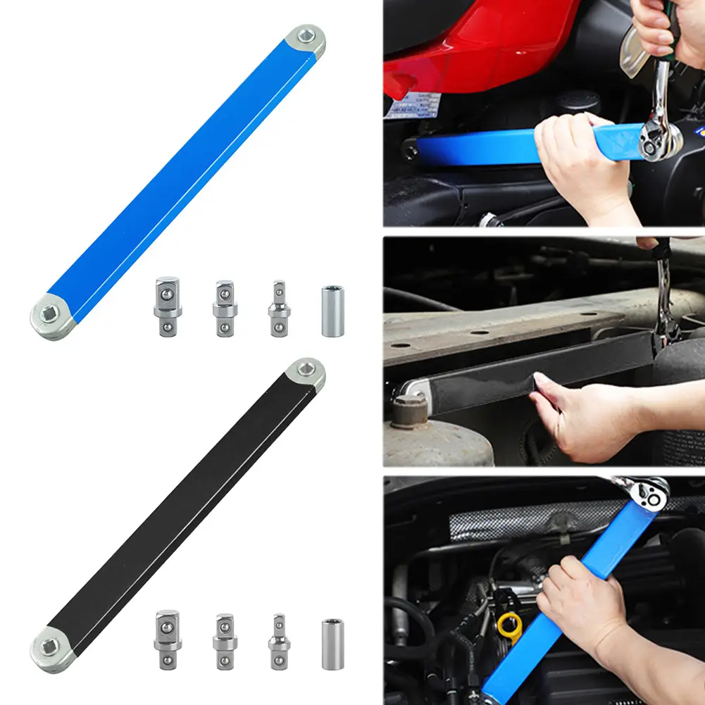 Professional Offset Extension Wrench with 1/2in 1/4in and 3/8in Drive Adapters Universal Extension Wrench Set Auto Repair Tool