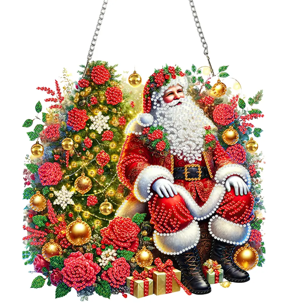 Xmas Theme 2D/Flat DIY Special Shape Rhinestone Diamond Art Window Pendants Diamond Art Pendant Home Wall Decoration Crafts