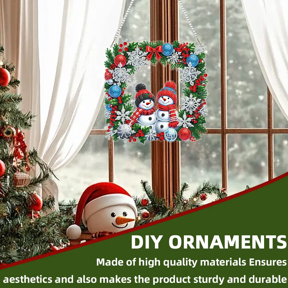 Xmas Theme 2D/Flat DIY Special Shape Rhinestone Diamond Art Window Pendants Diamond Art Pendant Home Wall Decoration Crafts