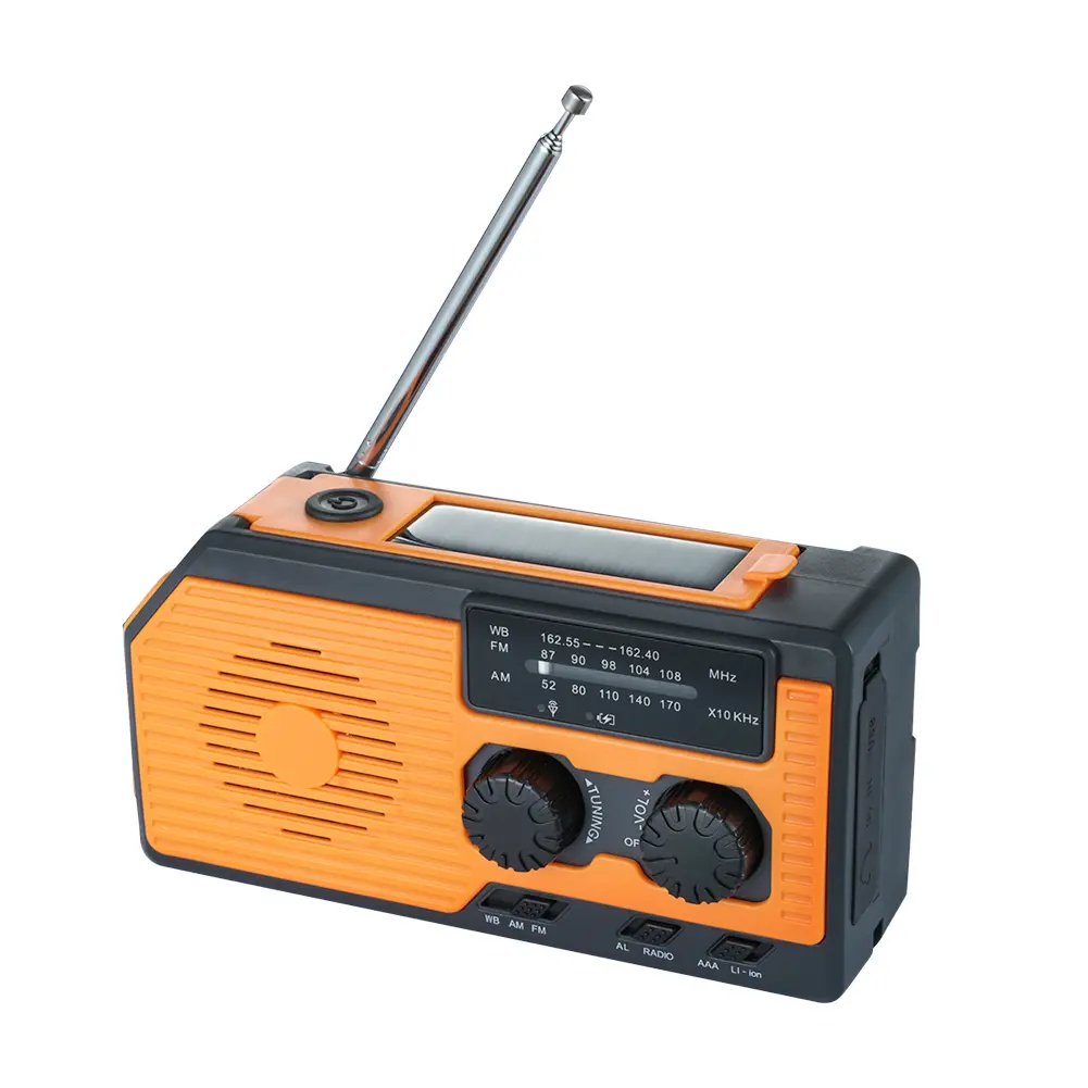 Solar Power Hand Crank Radio AM/FM/WB NOAA Weather LED Flashlight for Outdoor Camping Hiking Portable Multifunctional Radio