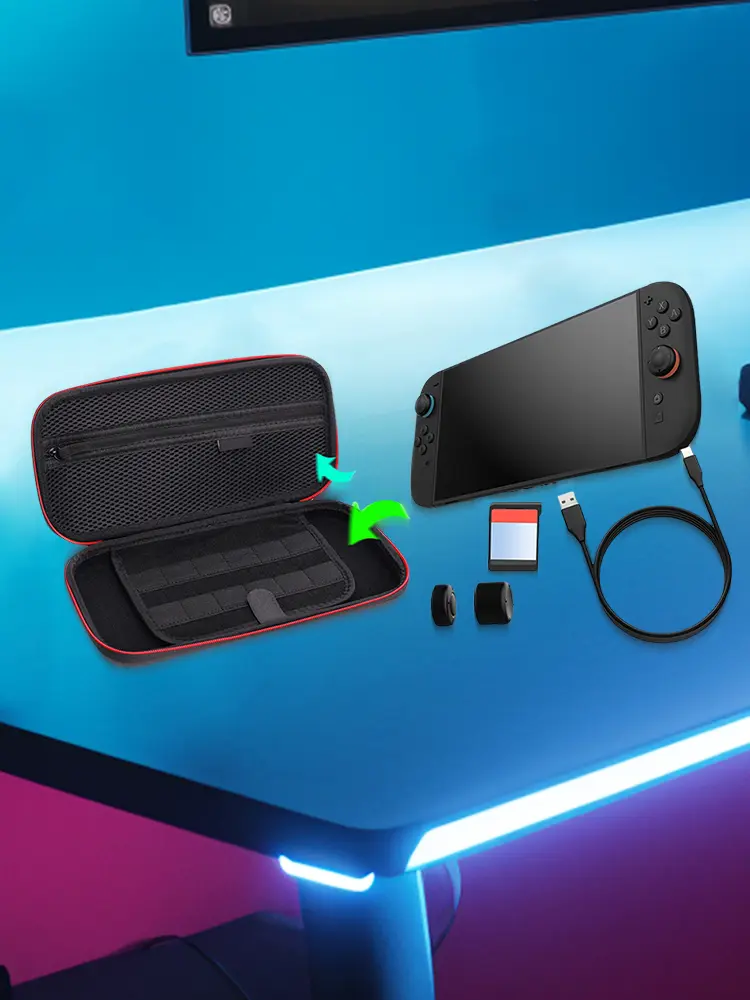 Game Console Storage Case with 8 Slots Storage Box Portable Travel Organiser Anti-Scratch for Outdoor NS2 Organizer Bag