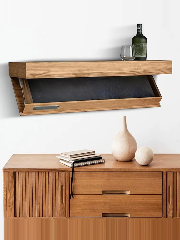 Wooden Concealed Floating Shelf with Secret Compartment Storage Rack Wall-Mounted Hidden Shelves for Home Decor