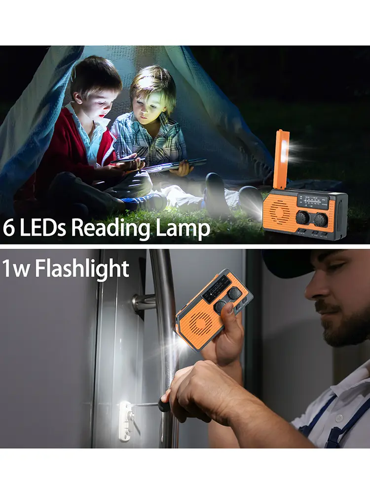 Solar Power Hand Crank Radio AM/FM/WB NOAA Weather LED Flashlight for Outdoor Camping Hiking Portable Multifunctional Radio
