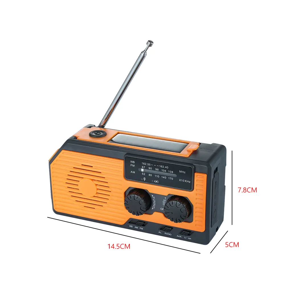 Solar Power Hand Crank Radio AM/FM/WB NOAA Weather LED Flashlight for Outdoor Camping Hiking Portable Multifunctional Radio