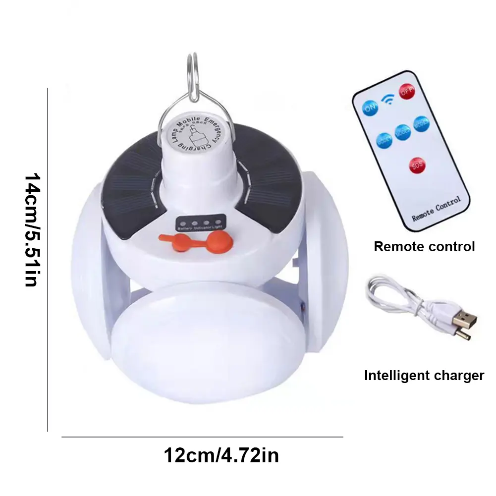 Portable Solar Camping Lantern Led Rechargeable Outdoor Hanging Tent Lamp Folding LED Football Bulbs With Hook Emergency Lights