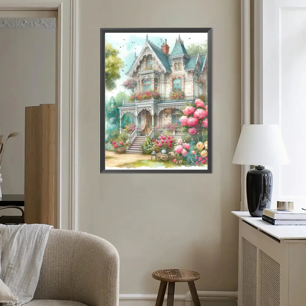 Castle 5D DIY Full Drill Round Diamond Painting Kit for Home Wall Decoration