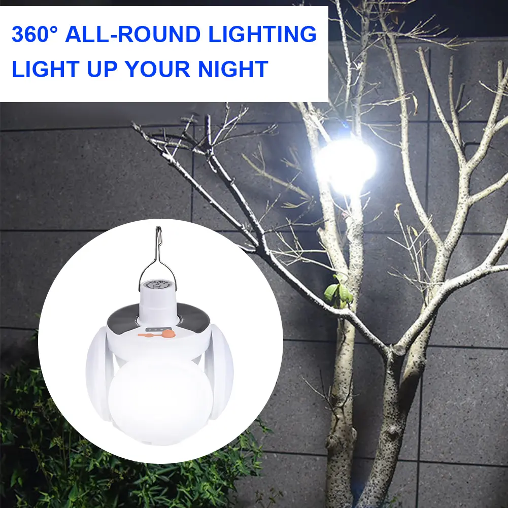 Portable Solar Camping Lantern Led Rechargeable Outdoor Hanging Tent Lamp Folding LED Football Bulbs With Hook Emergency Lights