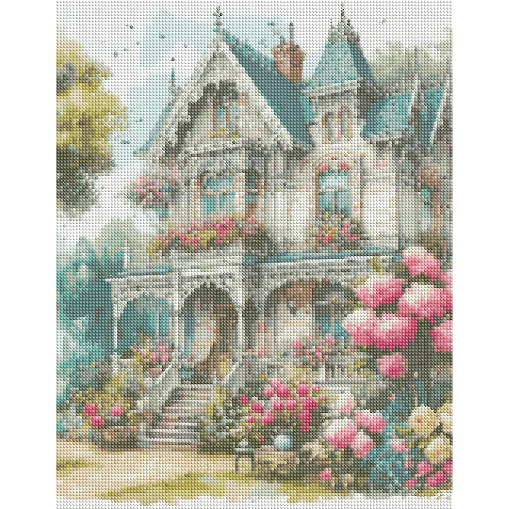 Castle 5D DIY Full Drill Round Diamond Painting Kit for Home Wall Decoration