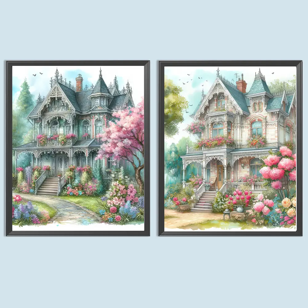 Castle 5D DIY Full Drill Round Diamond Painting Kit for Home Wall Decoration