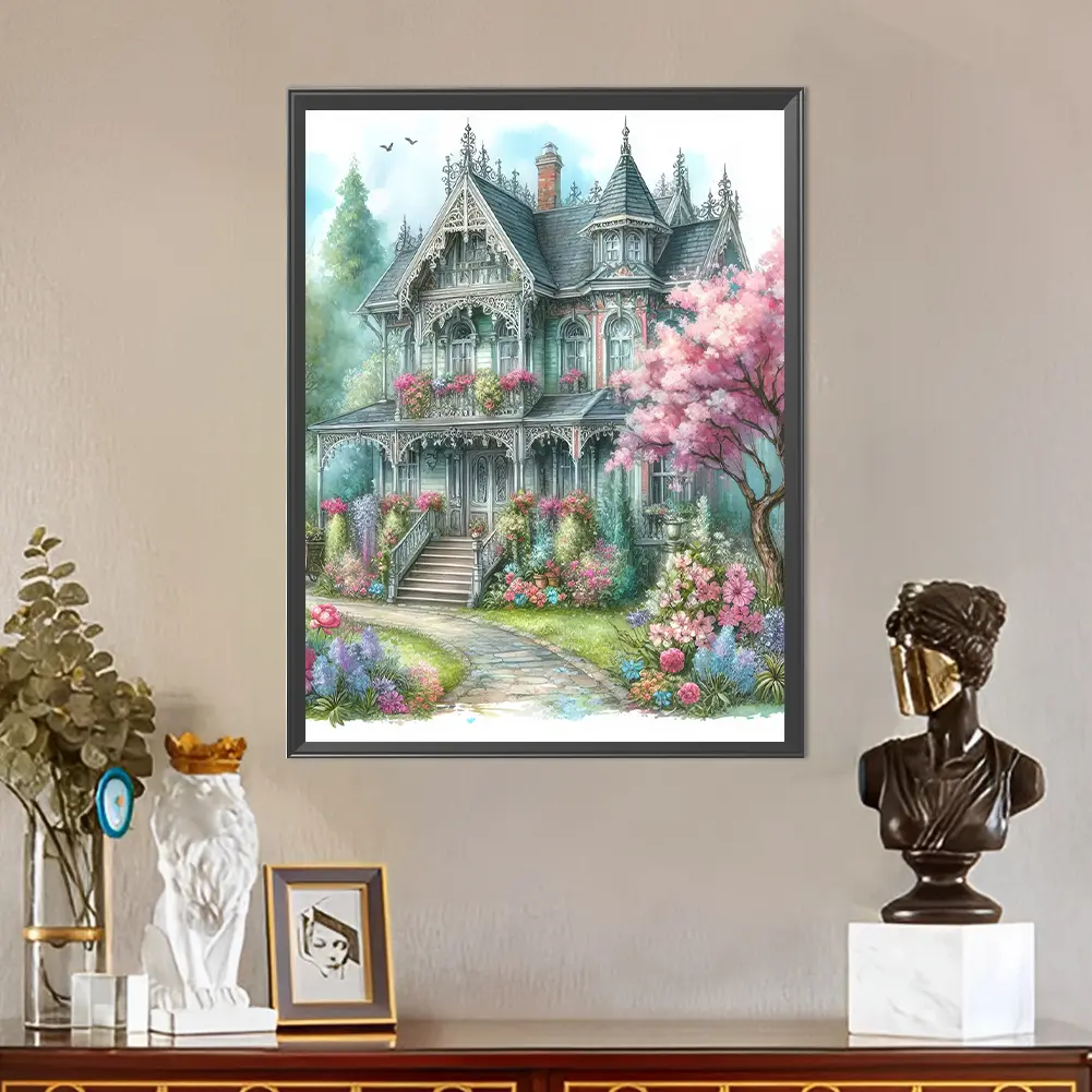 Castle 5D DIY Full Drill Round Diamond Painting Kit for Home Wall Decoration