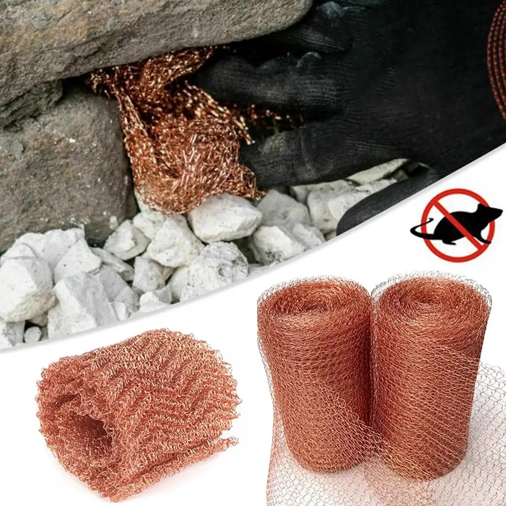 Copper Mesh Slug Repeller Rustproof Copper Wire Mesh Long Lasting Snail Repel Tool for Mouse Rat Rodent Control