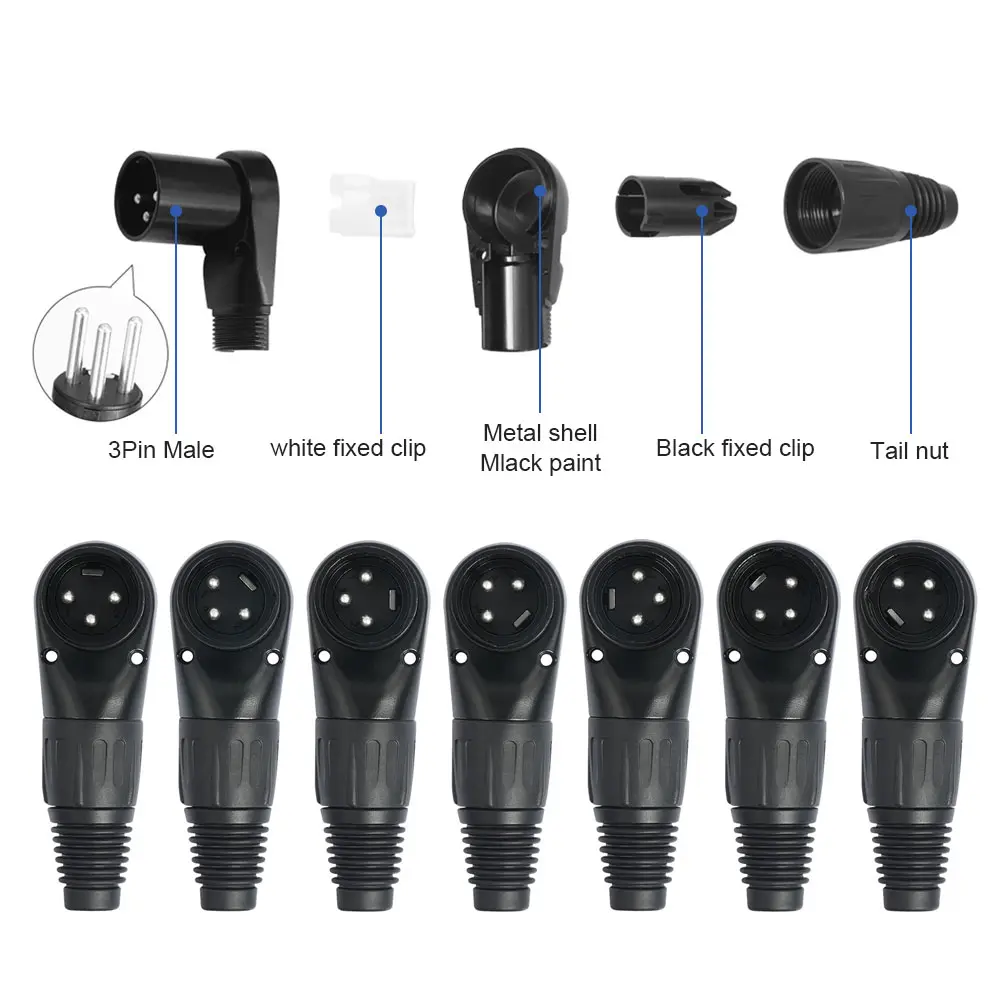 3Pin Adjustable XLR Male/Female Jack Connector XLR Right Angle Connector Male Female Micphone Plug Audio Cable Connector