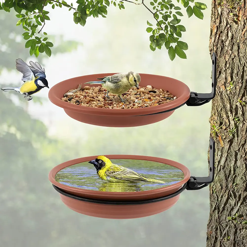 Bird Bath Spa Tray Weatherproof Bird Feeder Water Container Attracts Wild Birds Pet Supplies for Balcony Railing Garden