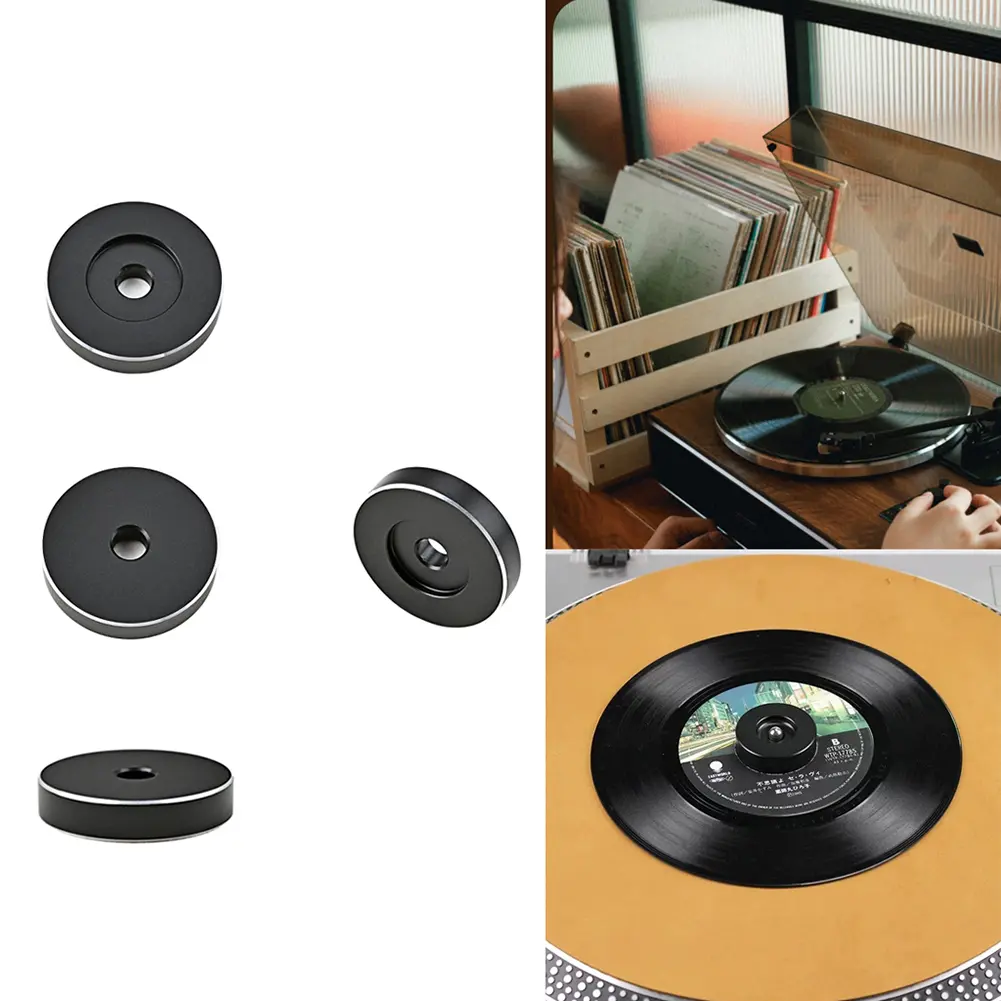 Turntable Adapter Solid Aluminum Vinyl Record Adapter 7 Inch Vinyl Record Turntables Adapter Durability Phonograph Accessories