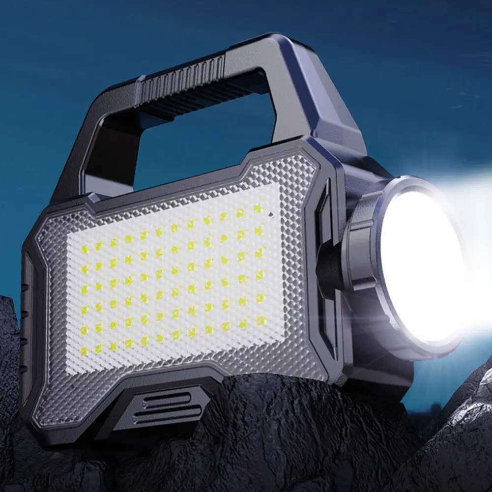 Solar LED Searchlight Long Range Camping Lantern Type C Rechargeable Outdoor Camping Searchlight Super Bright for Hiking Fishing