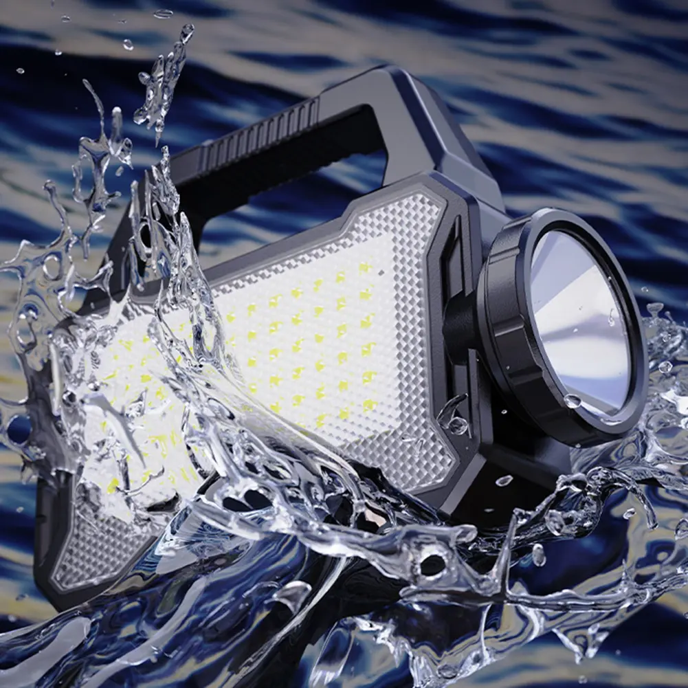 Solar LED Searchlight Long Range Camping Lantern Type C Rechargeable Outdoor Camping Searchlight Super Bright for Hiking Fishing
