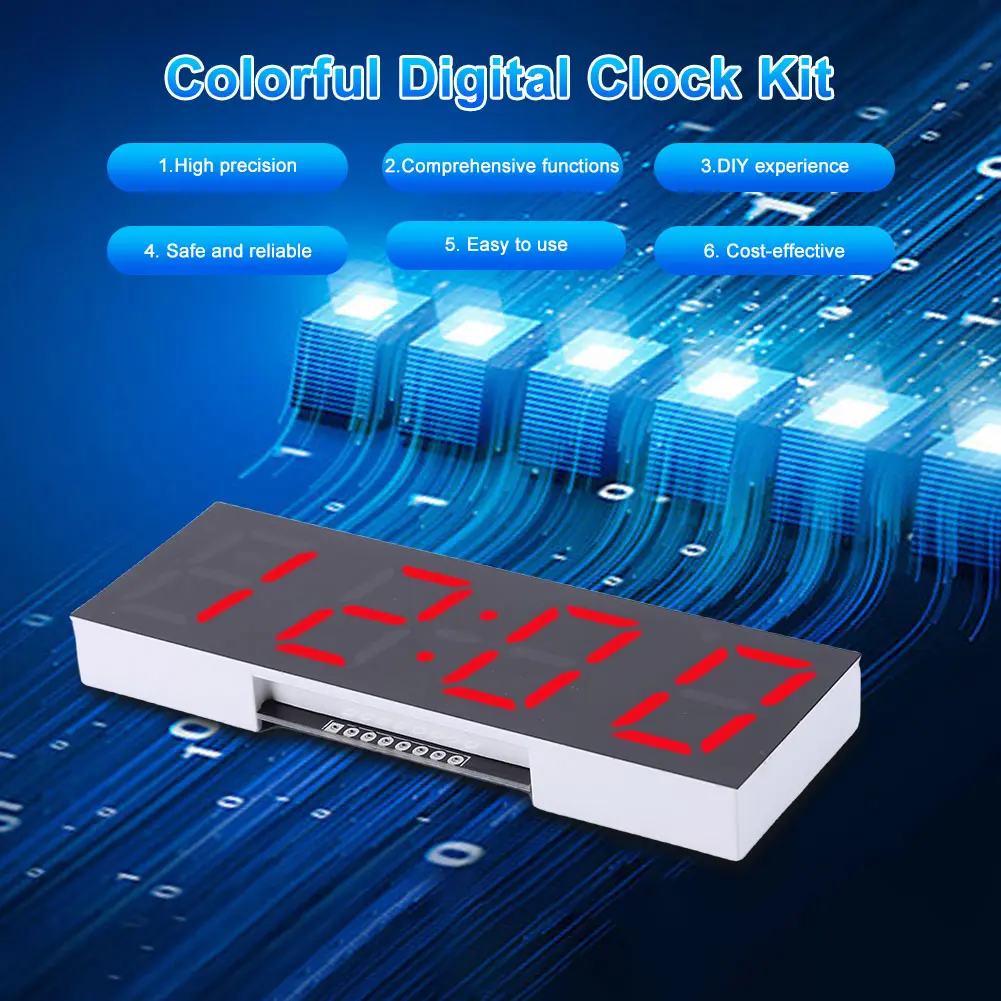 LED Digital Electronic Clock Kit Set Time Week Temp Date Display Electronical Clock Making Experiment Kit USB Powered