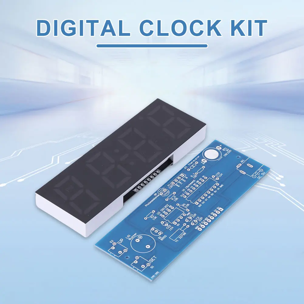 LED Digital Electronic Clock Kit Set Time Week Temp Date Display Electronical Clock Making Experiment Kit USB Powered