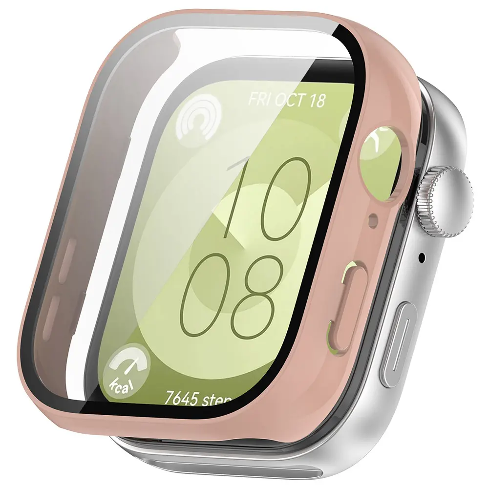 PC Watch Case with Tempered Glass Protection Frame Dustproof Full Coverage Frame for Huawei Watch Fit3