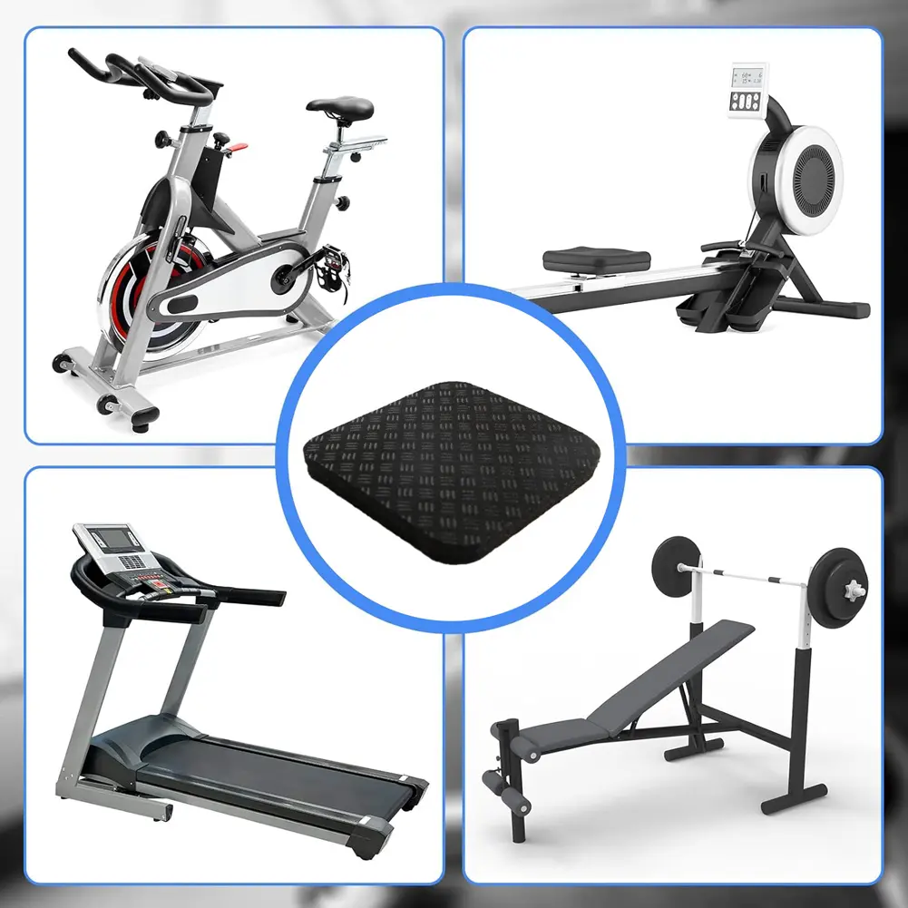 6Pcs Silicone Treadmill Mats Exercise Equipment Mats Multipurpose Noise Reduction for Hardwood Carpet Floor Protection