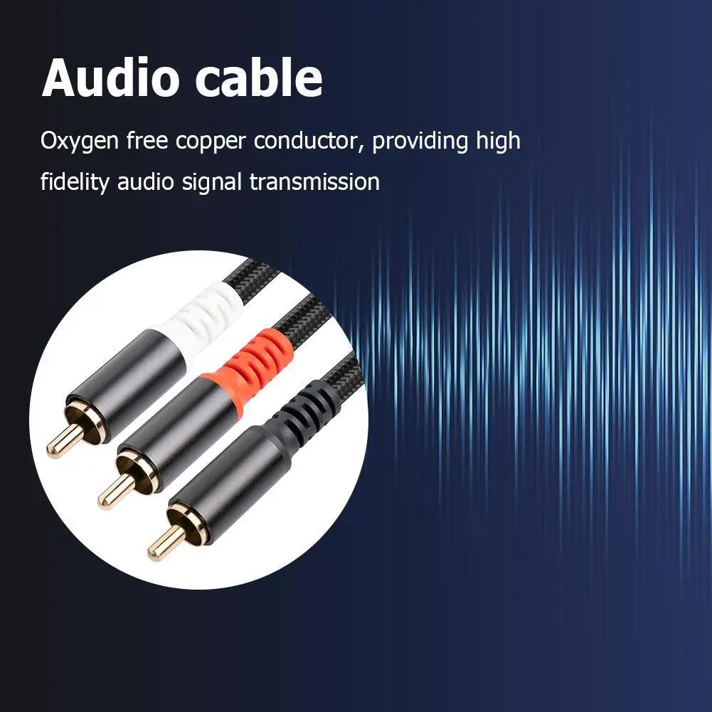 1/2/3/5M Subwoofer Y Cable with Gold-Plated Plugs RCA To 2RCA Y Splitter Cable Auxiliary Audio Cord for TV Amplifier DVD Player