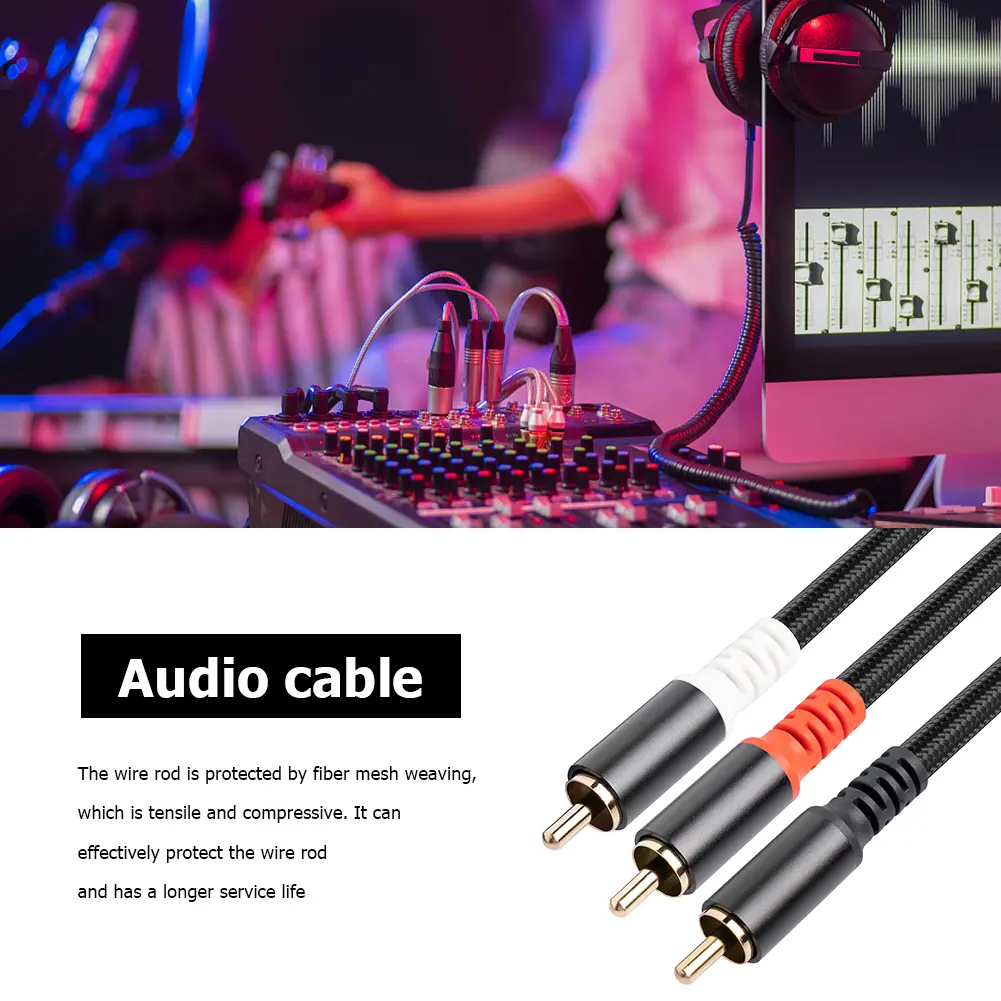 1/2/3/5M Subwoofer Y Cable with Gold-Plated Plugs RCA To 2RCA Y Splitter Cable Auxiliary Audio Cord for TV Amplifier DVD Player