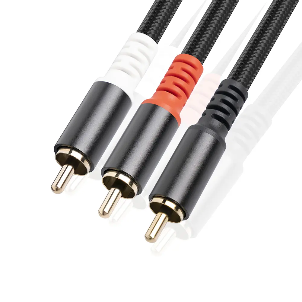 1/2/3/5M Subwoofer Y Cable with Gold-Plated Plugs RCA To 2RCA Y Splitter Cable Auxiliary Audio Cord for TV Amplifier DVD Player