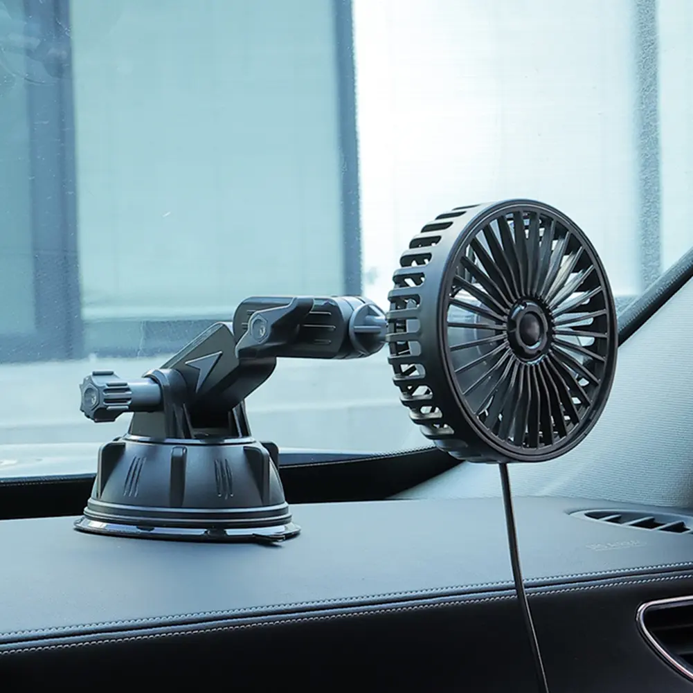 Suction Cup Electric Car Fan 360 Degree Rotatable Car Windshield Fan USB Operated Car Air Cooler for Truck SUV Sedan RV Van Boat