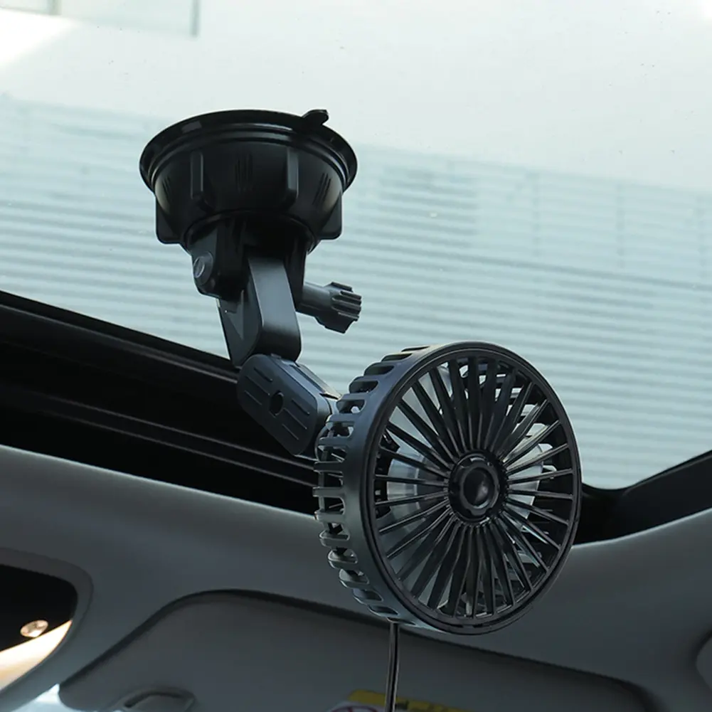 Suction Cup Electric Car Fan 360 Degree Rotatable Car Windshield Fan USB Operated Car Air Cooler for Truck SUV Sedan RV Van Boat