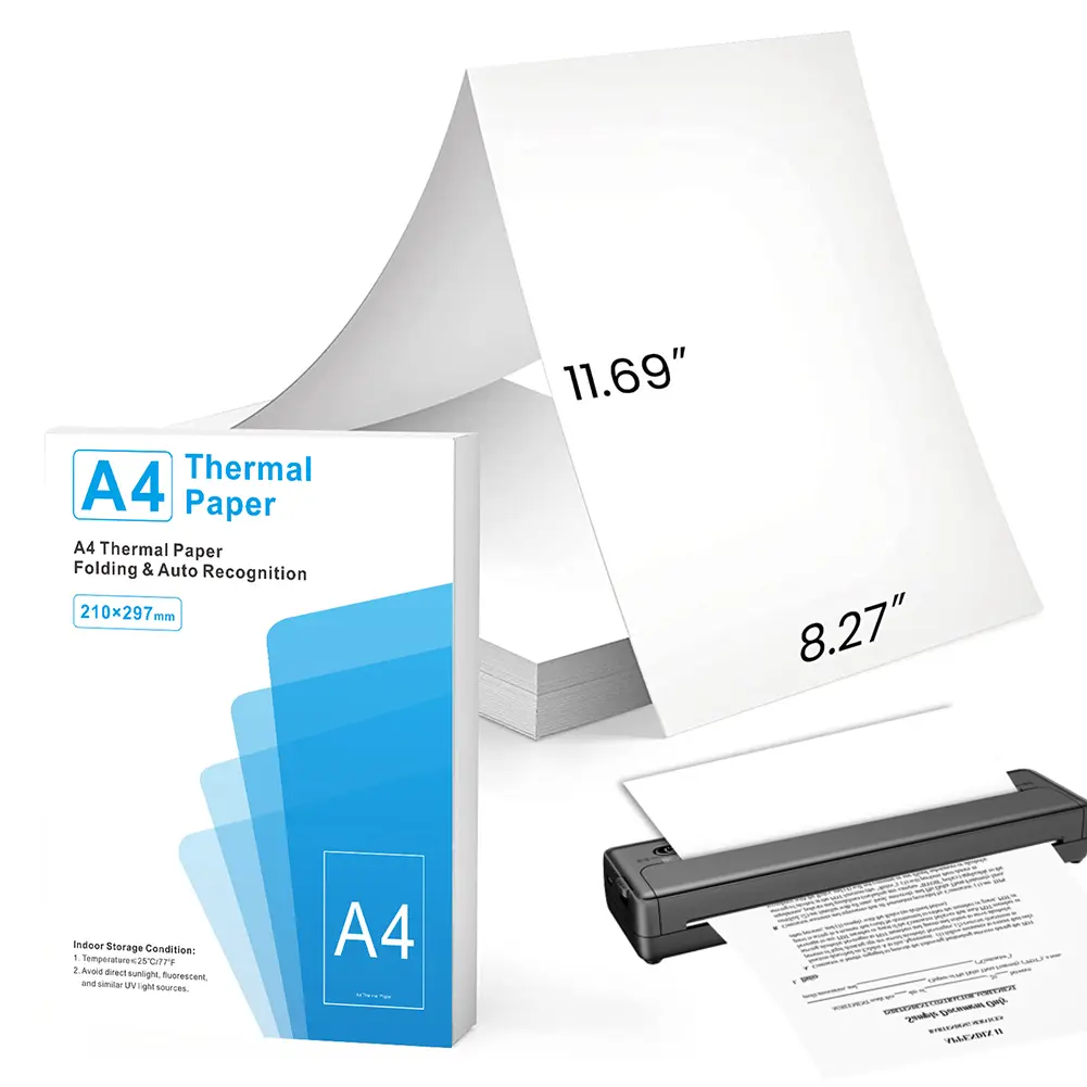 100/200 Sheets Continuous Printing Paper Auto Recognition Official Thermal Paper Multipurpose Printing Paper