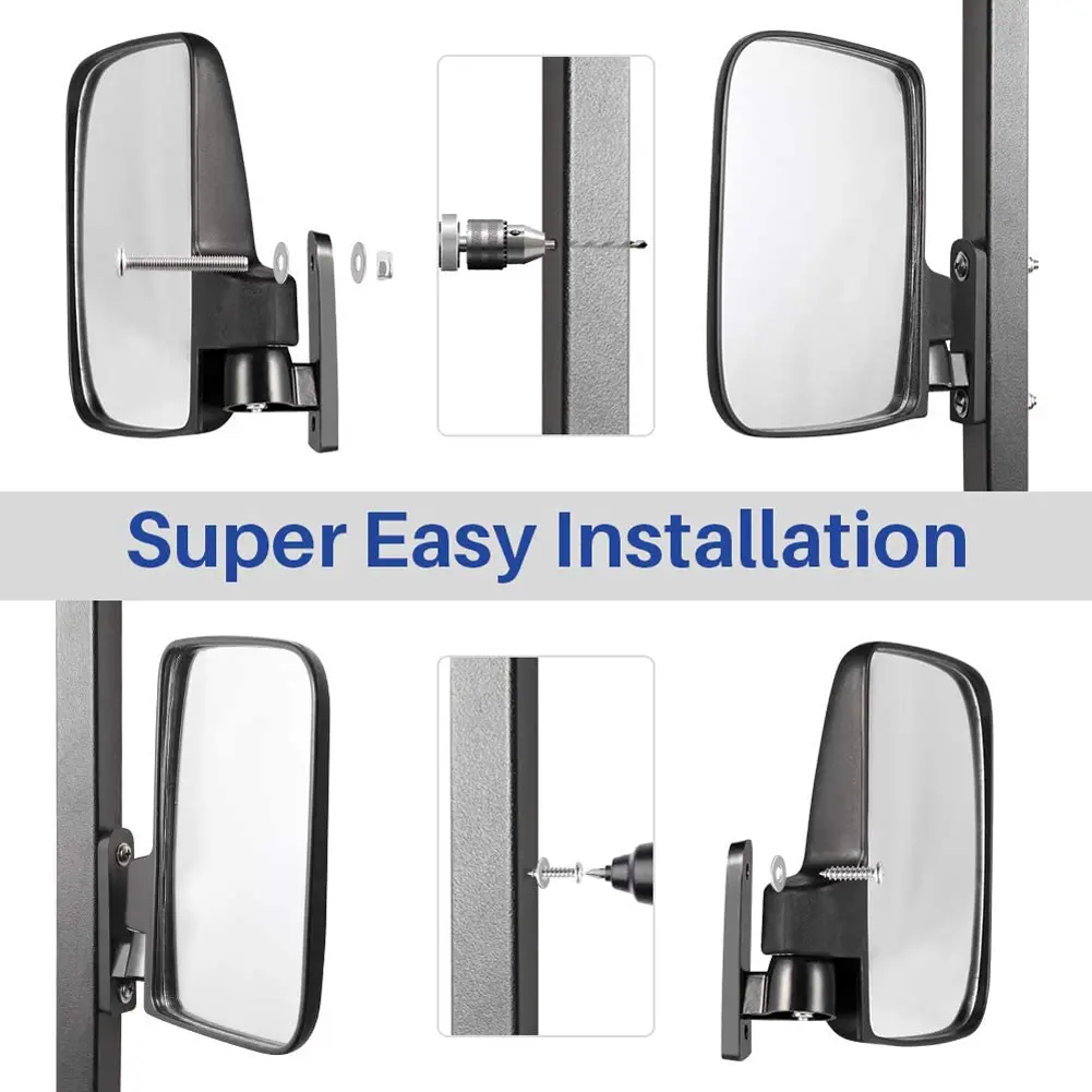 Golf Cart Side View Mirror Flexible Adjustment Reversing Mirror Folding for Golf Carts Club Car for Yamaha EZGO Zone Carts