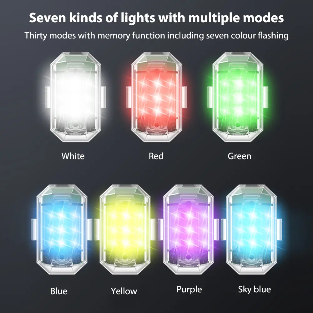 Waterproof 2.4g Remote Control Warning Lights 7 Colors Signal Indicator 30 Modes Wireless for Aircraft Drones