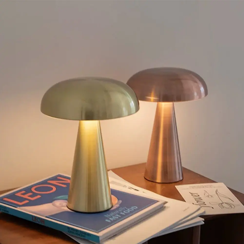 Mushroom LED Night Light Cordless Table Lamp Touch Control Dimmable Sleeping Light 3 Light Colors for Restaurant Bar Coffee Shop