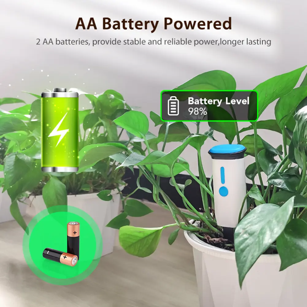 WiFi Smart Soil Sensor 2.4GHz Humidity Temperature Sensor Plant Intelligent Measuring Instrument for Potted Plants Greenhouse